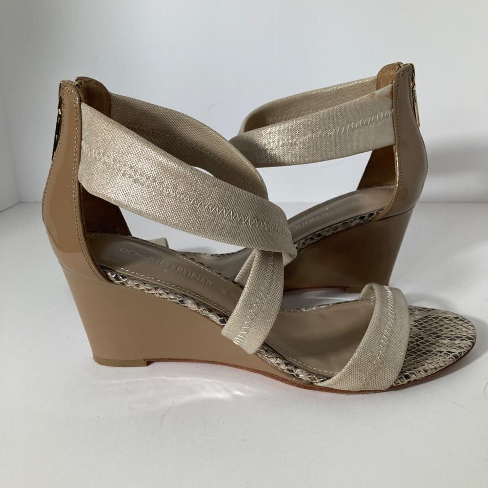 Donald J. Pliner Tan and Beige Wedge Sandals
